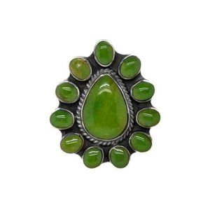 New. Size 6 Sterling Silver Ring. Green Gaspeite, Southwest Style